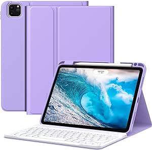 MoKo for New iPad Air 11 Inch Case with Keyboard M2 2024 Released, Magic Detachable Folio Keyboard Cover with Pencil Holder for iPad Air 6th/5th/4th Generation(2024/2022/2020), Lilac Purple