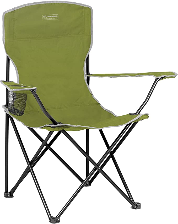 Highlander Folding Camp Chair ― Lightweight & Durable Outdoor Seat ― Perfect for Camping, Festivals, Garden, Caravan Trips, Fishing, Beach, BBQs