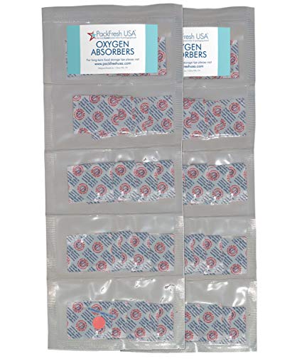 100cc Oxygen Absorber Compartment Packs (50, in 10 Compartments) with PackFreshUSA LTFS Guide