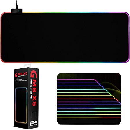 RGB Gaming Mouse Pad Large with 13 Modes and 2-Level Brightness, Extra Large Soft Led Extended Mousepad, Non-Slip Rubber Base Mouse Keyboard Mat - 31.5 X 11.8 Inches
