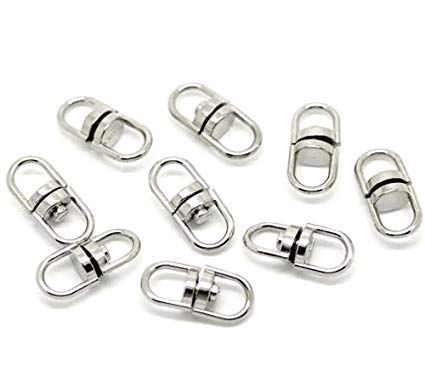 Rockin Beads Brand, 100 Swivel Key Ring Connectors Nickel Plated 19x9mm(3/4"x3/8"), Sold Per Pack of 100