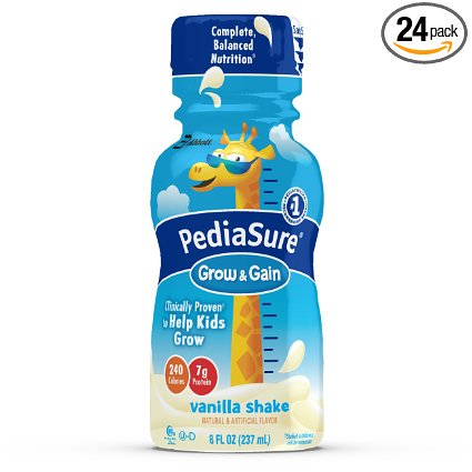 PediaSure Grow & Gain Nutrition Shake For Kids, Vanilla, 8 fl oz (Pack of 24)