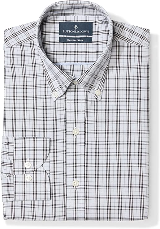 Amazon Brand - Buttoned Down Men's Slim Fit Button Collar Pattern Dress Shirt