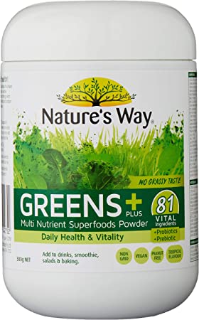 Nature's Way Super Foods Greens Plus, 300g, Tropical Flavor