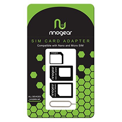 [4 in 1] RinoGear - Nano & Micro SIM Card Adapter Kit Converter (Nano / Micro / Standard)   Removal Tool