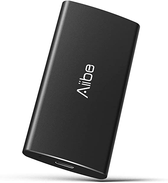 Aiibe 120GB Portable SSD Drive USB 3.1 Portable Solid State Read/Write Speed Up to 500MB/s, USB-C External SSD for Laptop - X5Pro Black