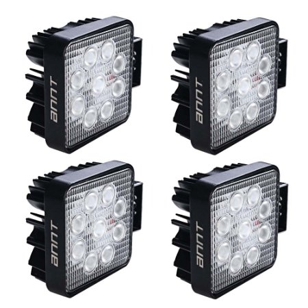 ANNT 27W Square LED light Offroad Work Light Razor UTV Truck Flood Light 4x4 12V 24V4 Pack 27W Square Flood Beam