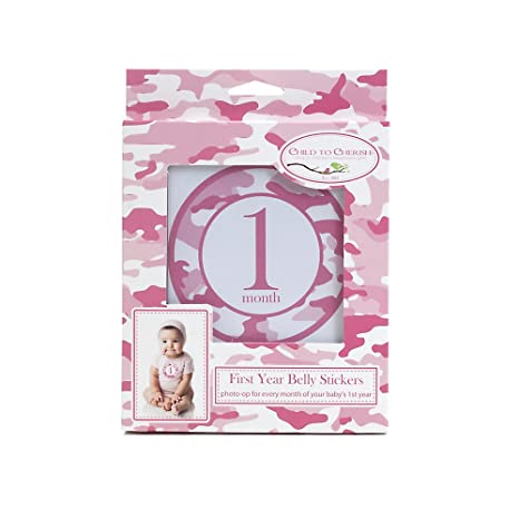 Child to Cherish Baby Milestone Belly Stickers, Camo Pink