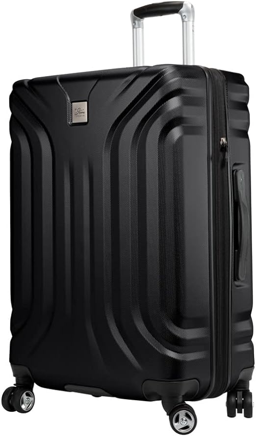 Skyway Nimbus 4.0 Expandable, Durable Hardside, 4 Wheel Spinner, Lightweight Suitcase, Unisex, Stylish, Black, Checked-Medium 24-Inch