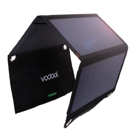 Solar Charger Panel,Vodool 21 Watt Portable and Foldable Dual-USB Port External Solar Battery Pack for iPhone 6s / 6 / Plus, iPad, Galaxy S6/S7/ Edge/ Plus, Nexus 5X/6P, any USB devices