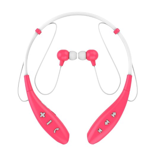 SoundPEATS Wireless Headset In-Ear Stereo Neckband Bluetooth Sport Earbuds with Microphone (10 Hours Play Time, Bluetooth 4.1, Sweatproof, Noise Cancelling) Q800 - Pink