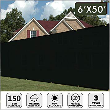 Artpuch Fence Privacy Screen 6' x 50' Black Heavy Duty Fence Screen with Brass Grommets for Wall Garden Yard Backyard