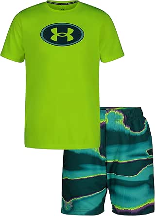 Under Armour Boys' Swim Volley Set, Sleeve Shirt & Matching Shorts, Lightweight & Breathable