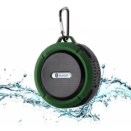 E-Zigo Outdoor Sport Bluetooth Speaker SplashProof & Shockproof Portable Shower HD Wireless speaker phone w/ Suction Cup & Built-in Mic for Bluetooth-enabled Devices (Army green&Black)