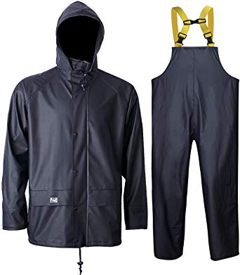 Navis Marine Rain Suit for Men Women Heavy Duty Workwear Waterproof Jacket with Bib Pants 3 Pieces