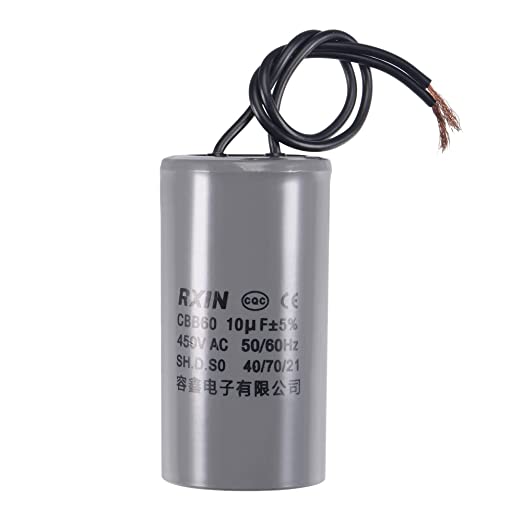 uxcell CBB60 Run Capacitor 10uF 450V AC 2 Wires 50/60Hz Cylinder 74x38mm for Air Compressor Water Pump Motor