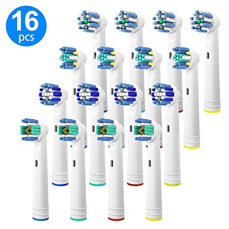 Replacement Brush Heads Compatible with Oral B, 16 Pcs Oral B Toothbrush Replacement Heads for Pro1000 Pro3000 Pro5000 Pro7000, Includes 4 EB20-P, 4 EB50-P, 4 EB18-P & 4 EB25-P