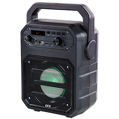 QFX PBX-3 Rugged Style Portable Bluetooth Party Speaker with Microphone & Lights 4 Black New Rechargeable