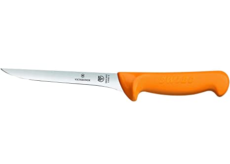 Victorinox"Swibo" Boning Knife with 16 cm Curved/Narrow Flexible Blade, Stainless Steel, Yellow, 30 x 5 x 5 cm