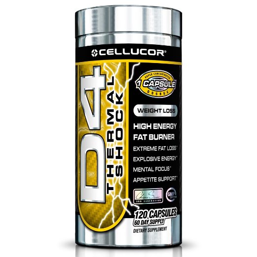 Cellucor D4 Thermal Shock - High Energy Fat Burner - Energy - Focus - Appetite Support - 120 Capsules