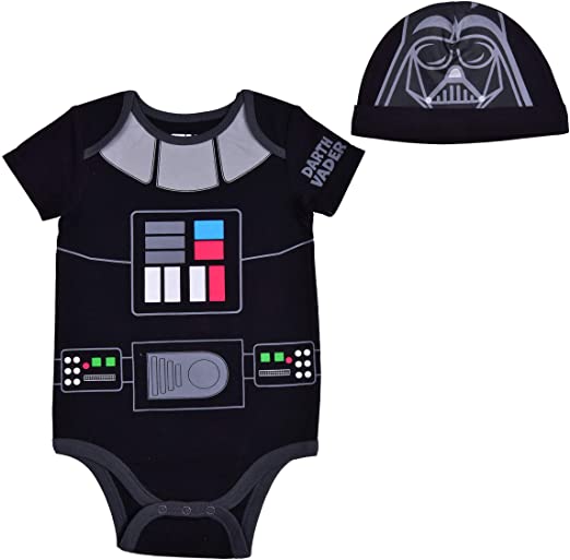 Star Wars Short Sleeve Creeper with Cap, Darth Vader Baby, Romper Set