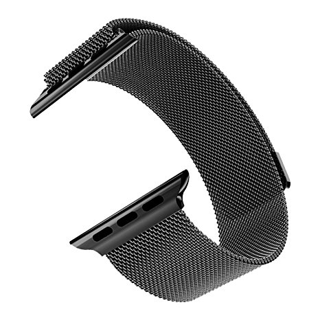 OROBAY Apple Watch Band 38mm,Milanese Loop Stainless Steel Mesh Bracelet Strap Replacement Wrist Band with Strong Magnetic Closure Clasp for Apple iWatch Sport & Edition - 38mm Black