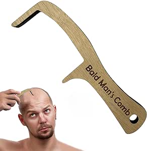 Wooden Bald Man Comb, Toothless Hair Thinning Comb, Gag Comb for Bald Man, Novelty Joke Toothless Comb for, Comb for Friends With Thinning Hair or