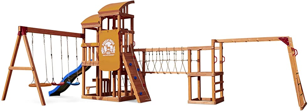 Little Tikes Real Wood Adventures Bobcat Ridge Playset Climb Swing Outdoor Activity Play Structure for Toddlers, Kids' Indoor Climbers & Play Structures