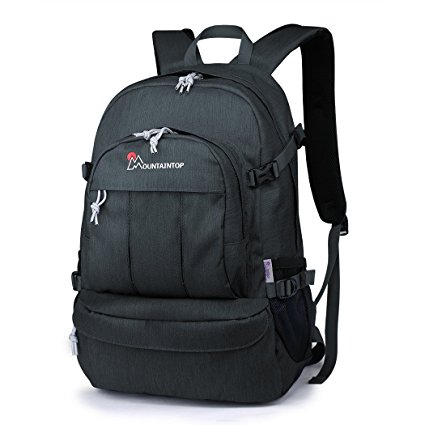 Mountaintop 25L Durable Casual Daypack College Backpack for Hiking/Camping/Traveling/Backpack Black M6051