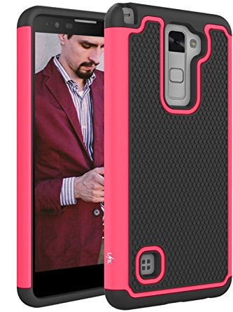 LG Stylo 2 Case, LK [Shock Absorption] Drop Protection Hybrid Dual Layer Armor Defender Protective Case Cover for LG Stylo 2 (Hot Pink)