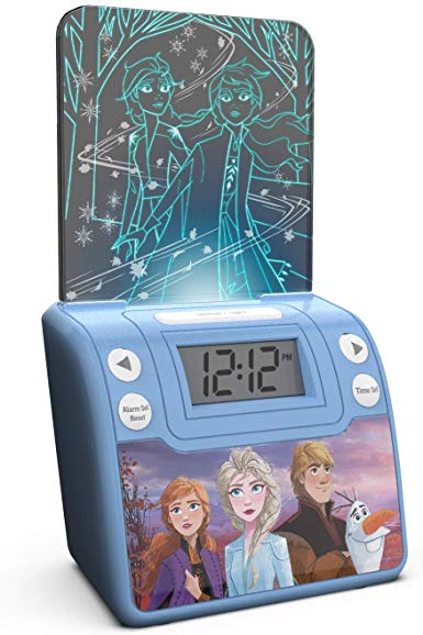 Frozen 2 Digital Alarm Clock with Night Light, Alarm Clocks for Kids Bedrooms, USB Charger, LED Light Show Animations, Battery Backup Nightlight, Snooze Wake to Buzzer