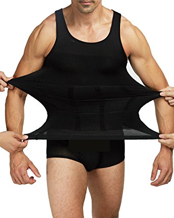 Shaxea Mens Slimming Body Shaper Gynecomastia Vest Shirt Tank Top Compression Shirt, Shapewear for Men