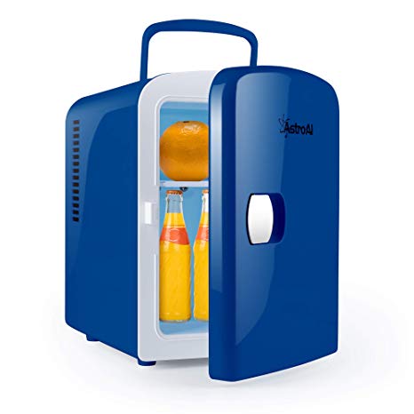 AstroAI Mini Fridge Portable AC/DC Powered Cooler and Warmer 4 Liter/6 Can for Cars, Homes, Offices, and Dorms (Blue)