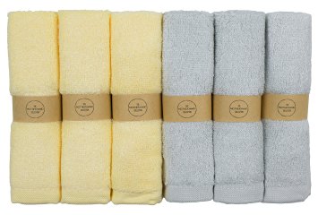 The Motherhood Collection 6 ULTRA SOFT Baby Bath Washcloths, 100% Natural Bamboo Towels, Neutral Colours, Perfect Registry Gift for Sensitive Baby Skin, 6 Pack 10"x10"