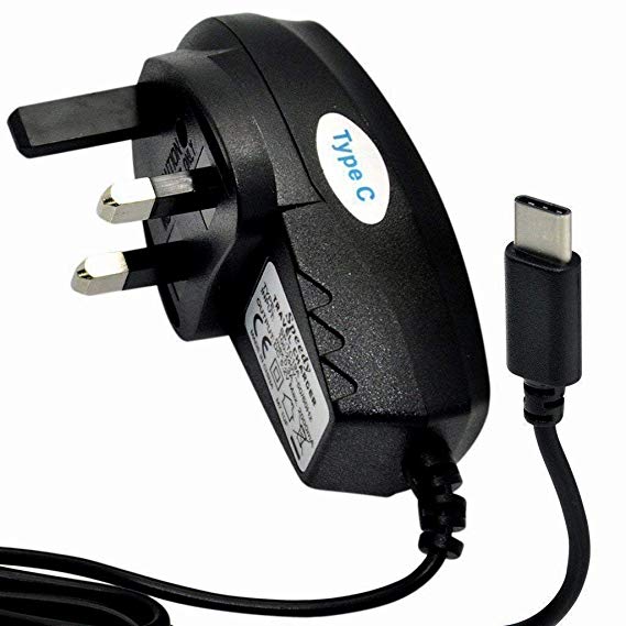 Galaxy A40 / Galaxy A20 / Galaxy A20e / Galaxy A50 / Galaxy A70 / Galaxy A80 / Galaxy Note 10 / Galaxy Note 10 Plus - High Quality TYPE C UK 3 Pin Mains Charger Adapter (TYPE C Mains Charger) (BLACK)