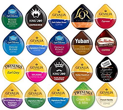 20 TASSIMO® T-Disc Variety Sampler! 20 unique varieties! Tim Horton's, kenco, Tea Bar, Jacobs, Gevalia
