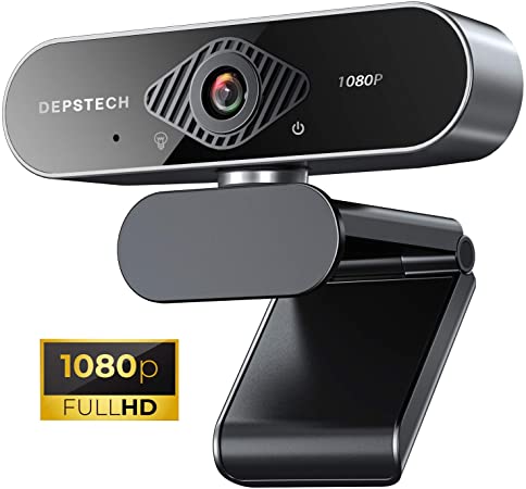 Depstech FHD 1080P Webcam with Microphone, Computer USB Webcam for PC Laptop External PC Camera, 360° Rotation Camera, Streaming Webcam with mic for Gaming, Video Calling, Recording, Conferencing
