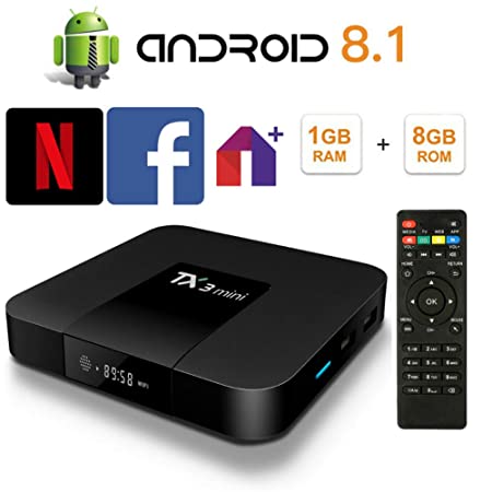Android 8.1 TV Box Smart TV Box Media Player 1GB 8GB TX3 Mini Support USB 3.0 2.4GHz WiFi 3D 4K Full HD H.265 100M Ethernet [2020 New] TTV Box