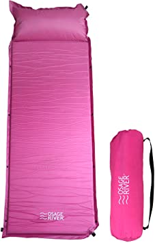 OSAGE RIVER Self Inflating Sleeping Pad for Camping and Backpacking, Lightweight Memory Foam with Pillow