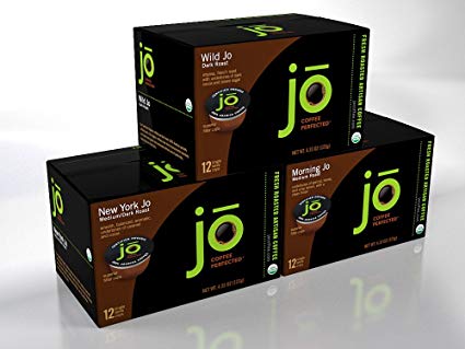 SINGLECUP JO VARIETY PACK: 36 Cup Single Serve Organic Coffee for Keurig K-Cup Brewers, Keurig 1.0 & 2.0 Eco-Friendly Cup, Great coffee gift!, Includes Wild Jo, New York Jo, Morning Jo 12 Cup Cartons