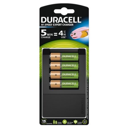 Duracell 15 Min Fast Battery Charger with Four AA Rechargeable Batteries