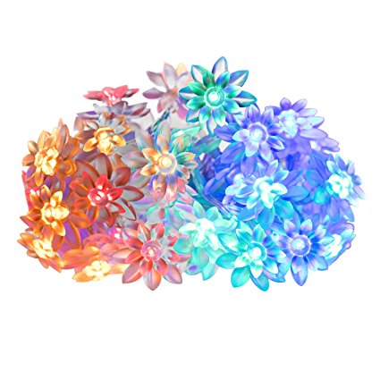 InnooLight Lotus Night Light 40 LED Multi-color Battery Operated Flower String Lights, Colored Christmas Lights for Bonsai, Backgrounds, Pergola, Tree, Walkways, Mantels, Bedroom and More