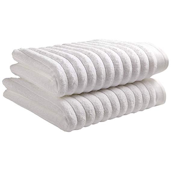 Rivet Chunky Rib Casual Bath Towel - Set of 2, 54 x 30 Inch, White