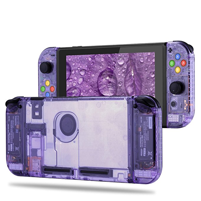 BASSTOP [Update Version] DIY Replacement Housing Shell Case Set for Switch NS NX Console and Right Left Switch Joy-Con Controller without Electronics(Set-Atomic Purple)