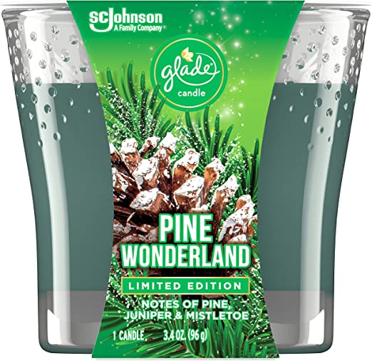 Glade Jar Candles, Fragrance Candles Infused with Essential Oils, Air Freshener Candles, 3.4 Oz; Multiple Scents Available! (Pine Wonderland, 1 Wick)