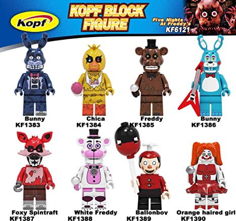 Set of 8 Pcs Five Nights at Freddys FNAF for Kid Gifts Balloon Boy Bunny Fox Pirate Freddy Five Nights at Freddy's Action Figures Assembled Building Blocks