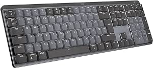 Logitech MX Mechanische kabellose beleuchtete Performance-Tastatur, Taktile leise Tasten, Hintergrundbeleuchtung, Bluetooth, USB-C, Metall, QWERTY-Layout - Grau