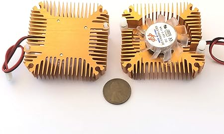 2 Pieces copper 12v 55mm 2PIN Aluminum Cooling Fan Heatsink Cooler VGA CPU A8
