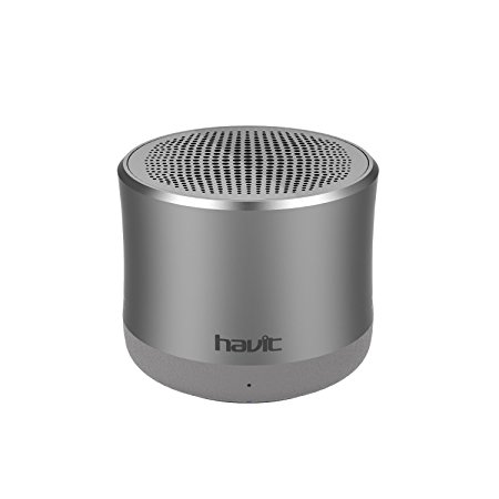 Havit Super Bass Bluetooth Speaker- Ultra Mini Metal Construction with Hands-free Function, Built-in Mic, for iPhone, iPad, Samsung and More (Silver)