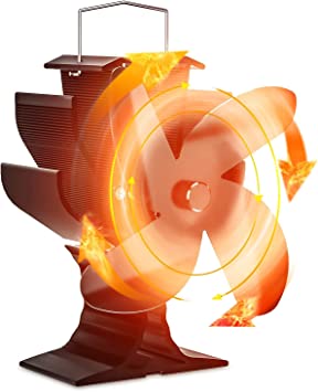 Signstek 4 Blade Wood Stove Fan-Log Burner Fan-Heat Powered Fan-Silent Operation-Eco Friendly Circulation-Fireplace for Wood/Log Burner/Fireplace